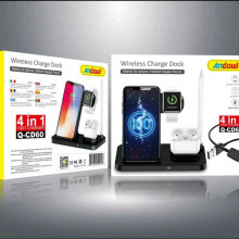 Statie de incarcare wirless 4 in 1, Compatibil Apple, Samsung, Huawei, QI 5W / 7.5W / 10W / 15W, culoare negru