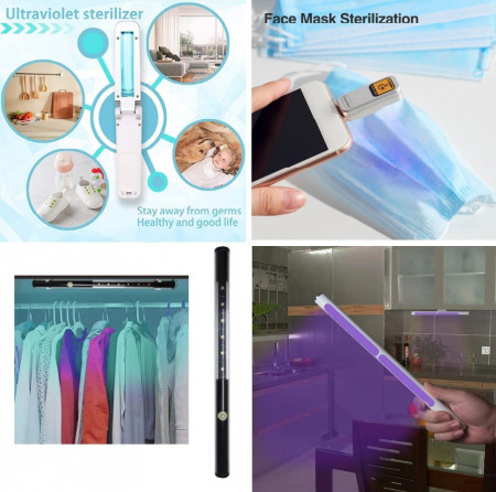Lampa Ultraviolete Portabila UVC Germicida HH1, 2W, 253.7 nm Dezinfectare, Sterilizare, Bactericida, Tub Quartz UVC