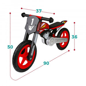 Moto Sport Bike Red s/ Pedais em Madeira 12″
