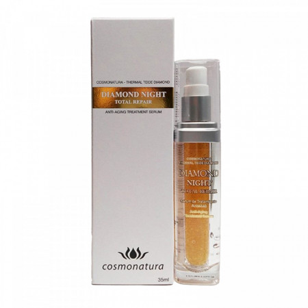 Diamond ser facial, de noapte, cosmonatura, cu argila, serotonina, ulei de shea, ulei de trandafir, colagen, ginkgo biloba, gel de aloe vera, 35 ml
