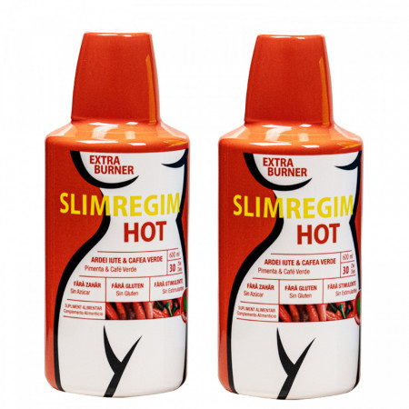 Pachet 2 bucati Arzator de grasime, pentru o noua silueta, cu ardei iute si cafea verde, Slimregim Hot 600 ml