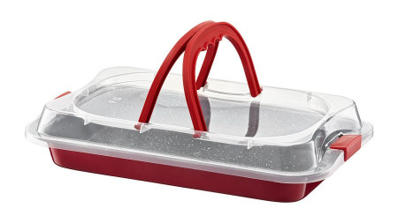 Tava pentru prajitura cu capac plastic 36x23cm Cherry