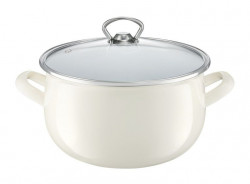 Oala email cu capac 18 cm, 3.1L crem Garden