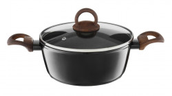 Oala cu capac 28cm 6.5L cu invelis Qualum Basic Stone Edition Darkwood