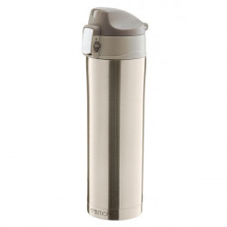Cana termica 420ml cu buton de siguranta auriu Glossy