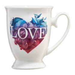 Cana cu talpa 300ml, inima mare multicolora