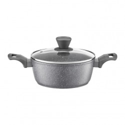 Oala cu capac 24cm invelis Qualum Stone, inductie, Silverstone