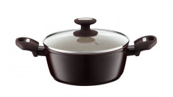 Oala cu capac Ambition 24cm, acoperire Qualum Basic Stone, Brown Stone