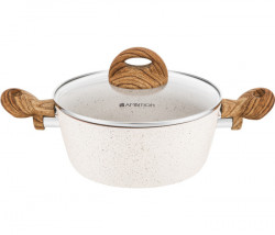 Oala cu capac sticla 20cm stone effect, inductie, Nature