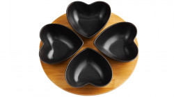 Set boluri inimoara 5 piese Negru, Natural