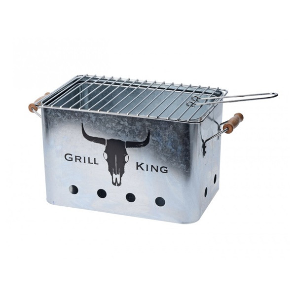 Gratar Barbeque dreptunghiular, alb/gri, metal, 32 x 20 x 20 cm