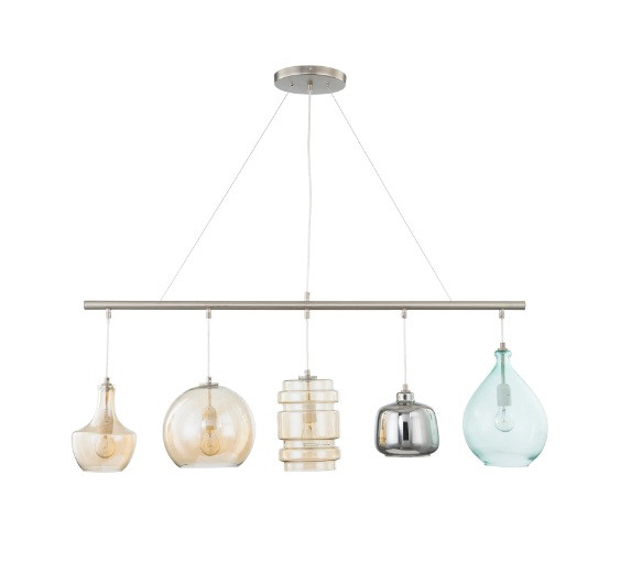 Lustra pendul Brooklyn IV metal/sticla, 5 becuri, multicolor, 220 V