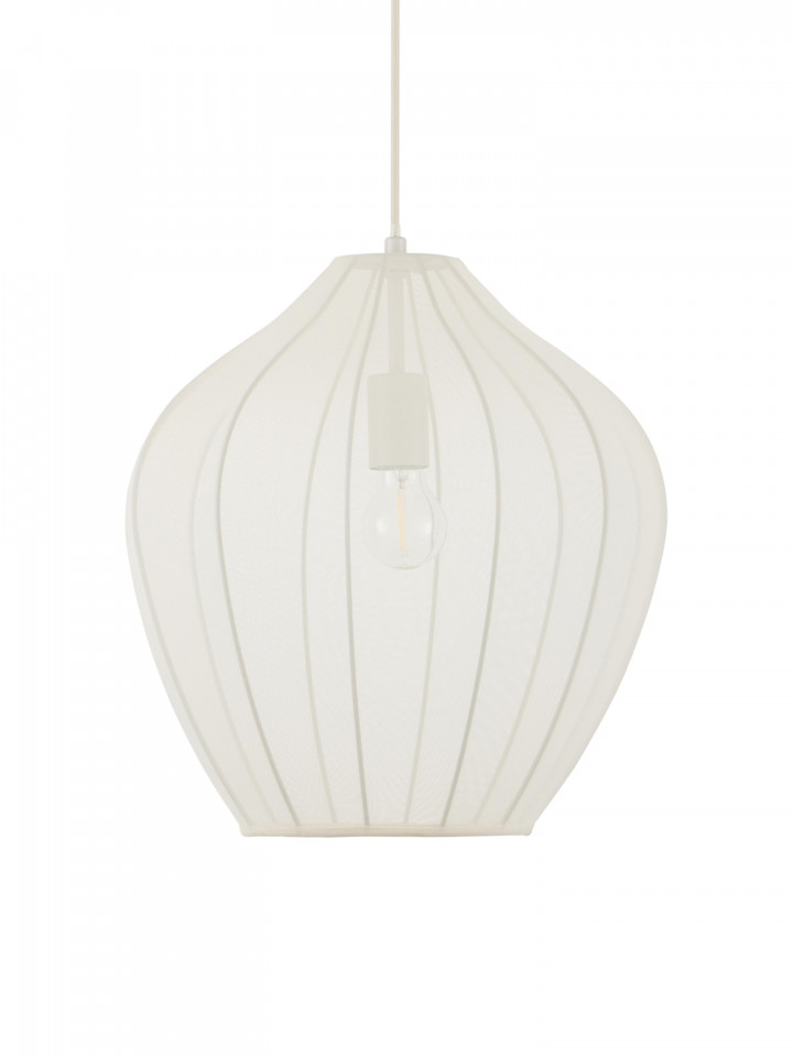 Lustra tip pendul Majken, metal/tesatura, alb/crem, 40 x 40 cm