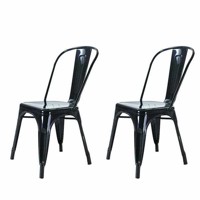 Set de 2 scaune Alsafi, negru, 72 x 40 x 40 cm