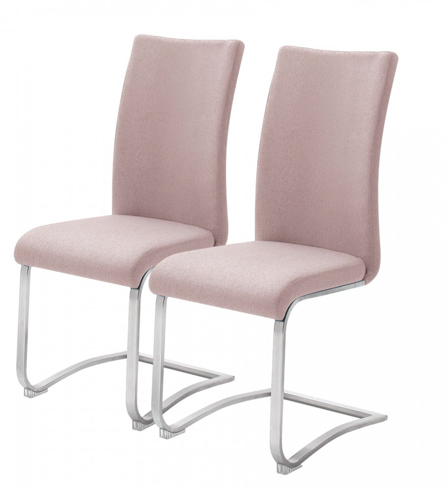 Set de 2 scaune din piele sintetica Marco II, tesatura roz