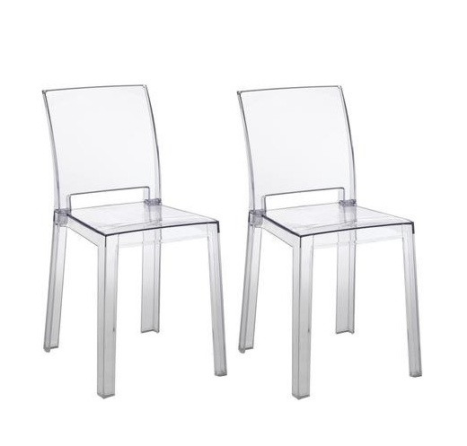Set de 2 scaune Mia, transparent, 46 x 82 x 44 cm