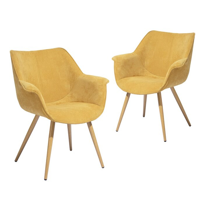 Set de 2 scaune tapitate Aisling, galben, 79,5 x 66 x 69cm