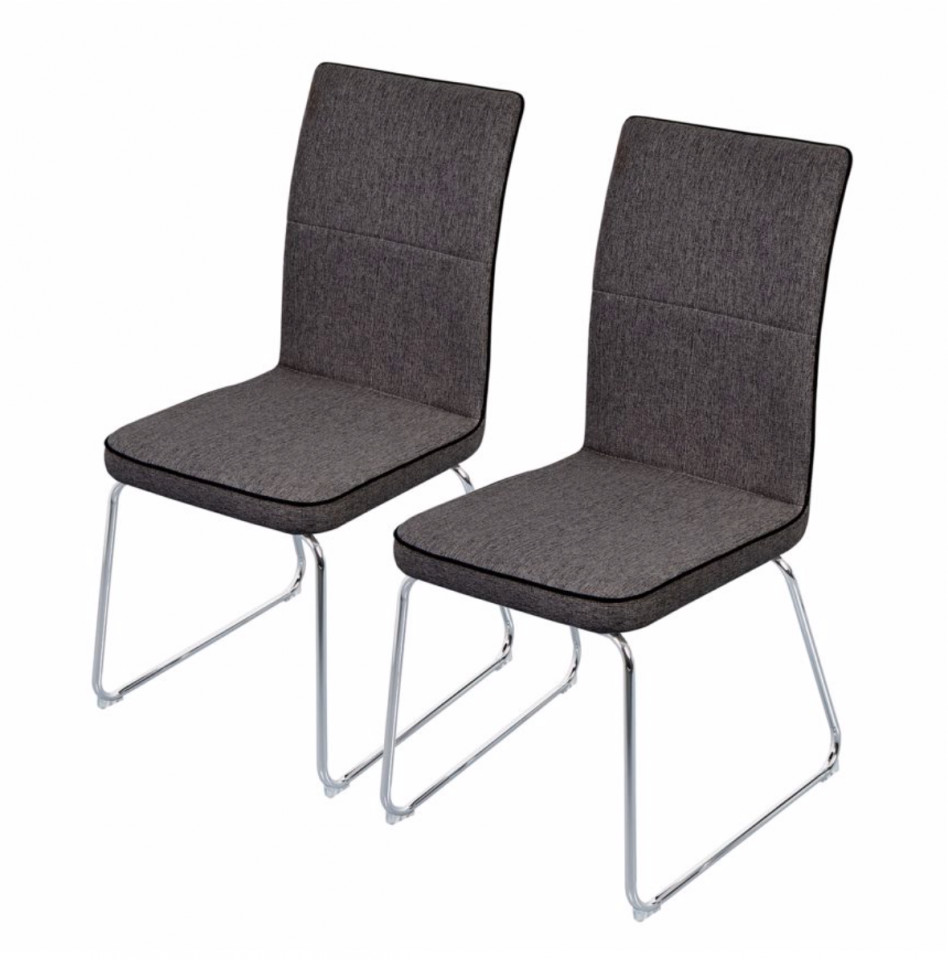Set de 2 scaune Viry tesatura/ metal, gri, 45 x 97 x 62 cm