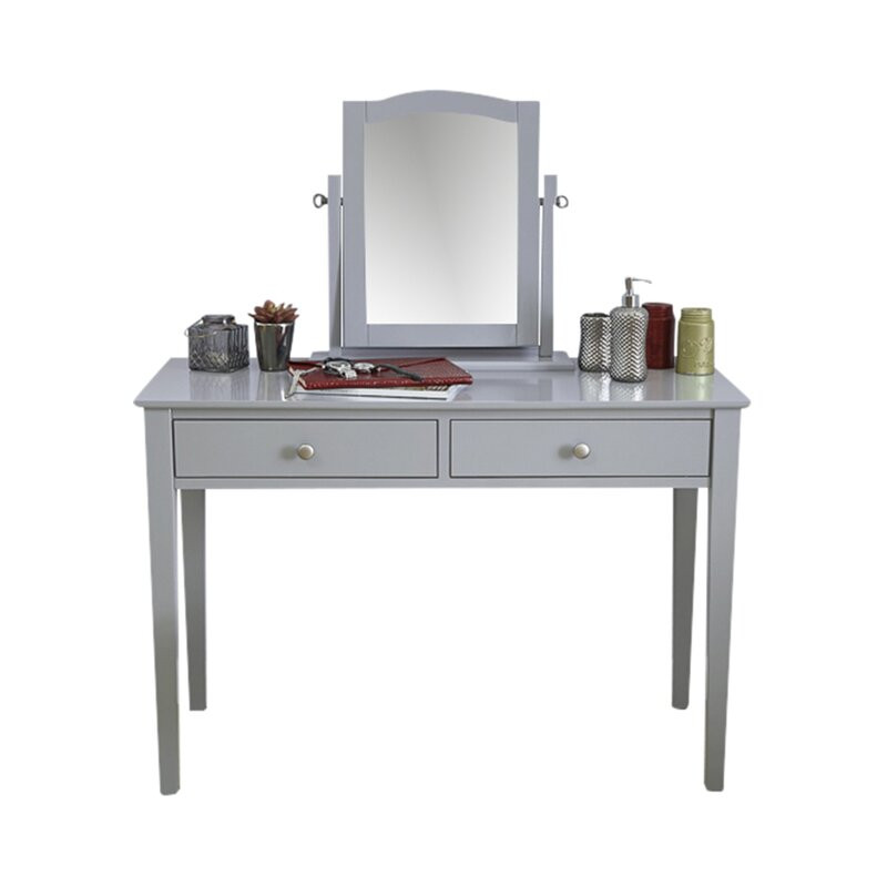 Set de masă de toaletă Arundel cu oglindă, gri, 128cm H x 109cm W x 47cm D