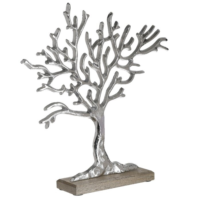 Decoratiune Tree Sherlene, aluminiu, argintie/maro, 35 x 7 x 32 cm