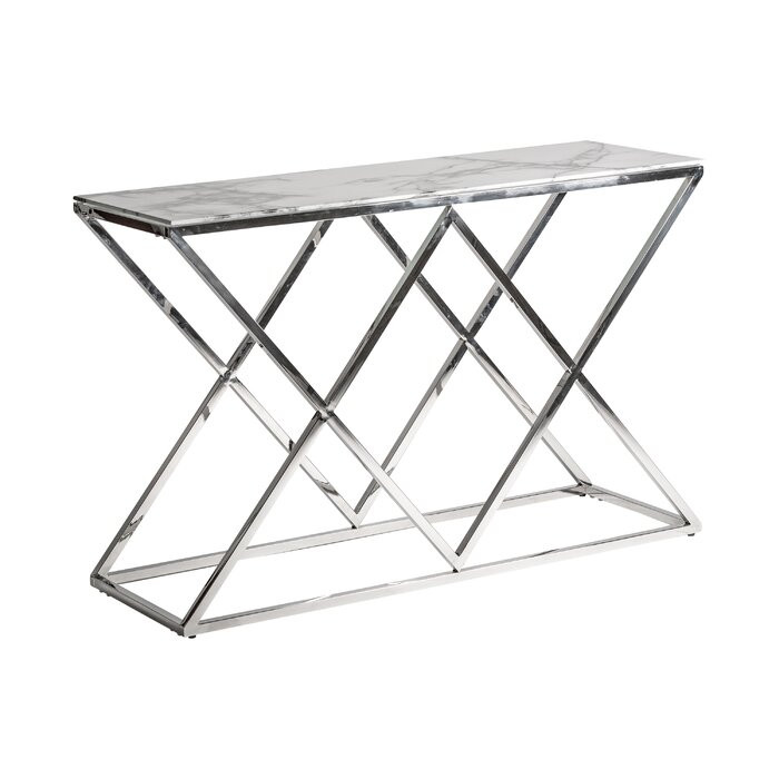 Masa tip consola Polsky, metal/sticla, 78 x 120 x 40 cm