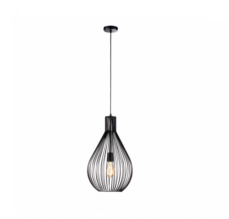 Pendul Mansie Nickel metal, 1 bec, negru, înaltime 32 cm, 230 V