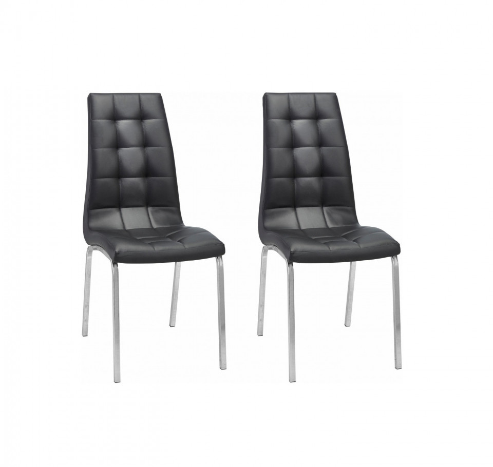 Set de 2 scaune tapitate Lila negru/argintiu