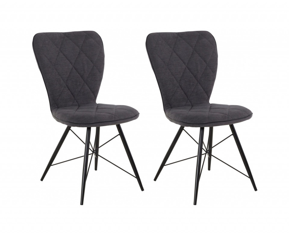 Set de 2 scaune Viola, metal/poliester, antracit, 47x62x90 cm