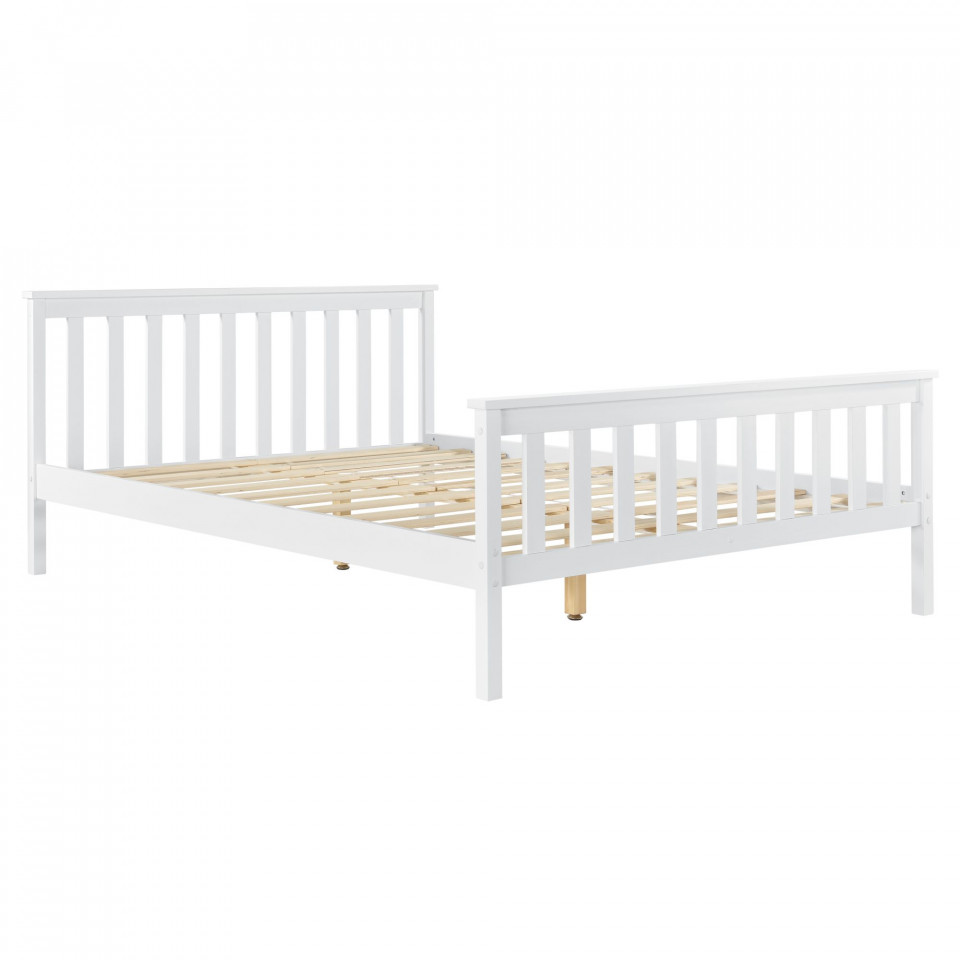 Cadru de pat Ostia din lemn masiv, alb, 208 x 148 x 82cm chilipirul-zilei.ro/