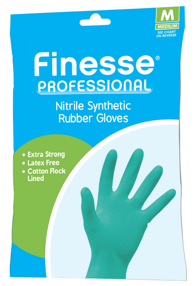 Manusi Finesse Professional din cauciuc nitril sintetic, marimea M, bleu