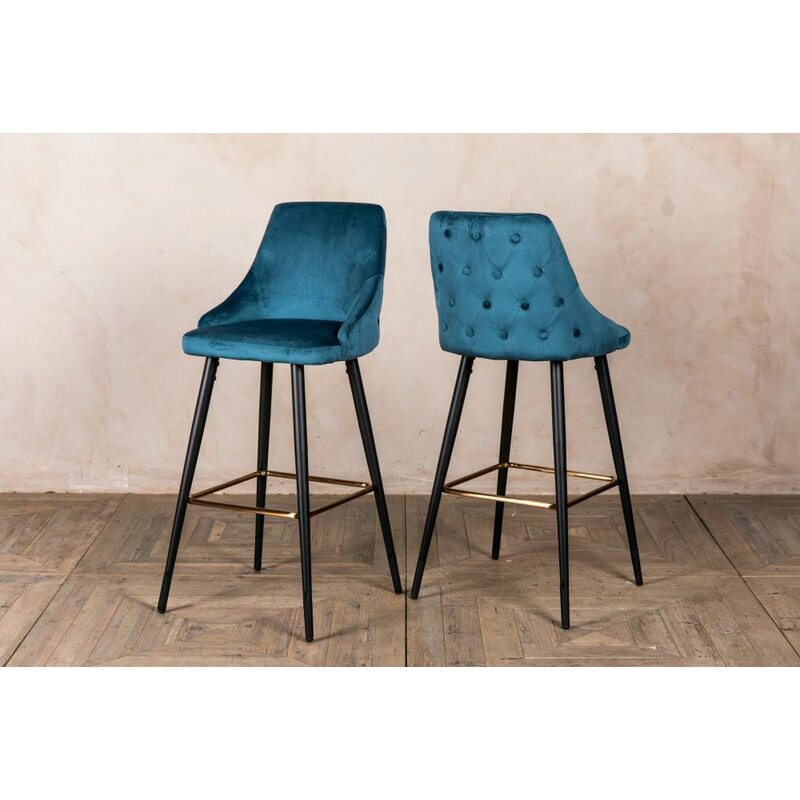 Set de 2 scaune de bar Conder, albastru, H 66 cm
