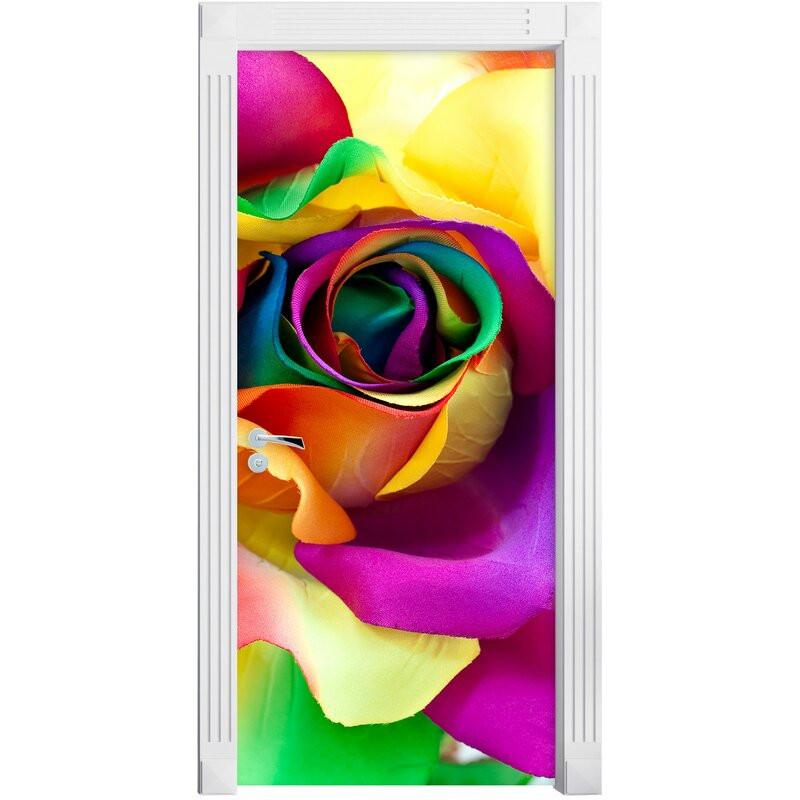 Autocolant pentru ușă Multi-Coloured Roses, 200 x 90 cm