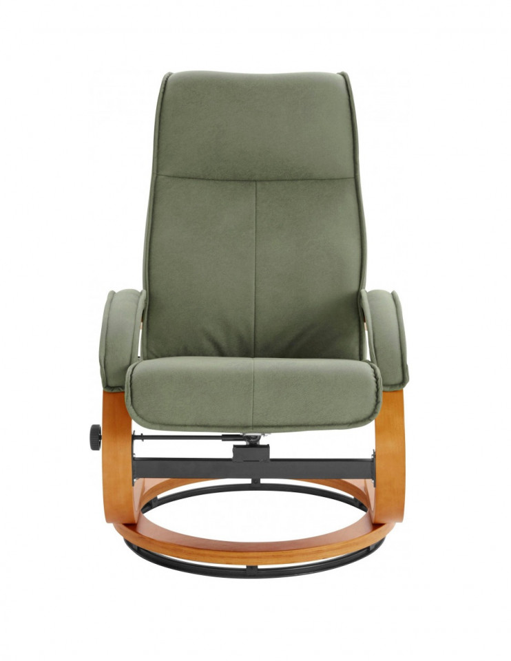 Fotoliu recliner Lille cu ottoman microfibra, verde, 67 x 107 x 55 cm