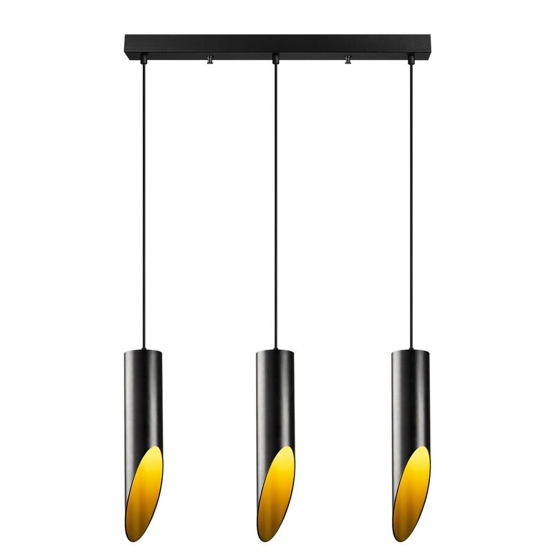 Lustra tip pendul Noa, cu 3 lumini, negru, 138 x 58 cm