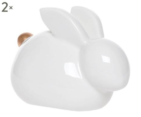 Set de 2 obiecte decorative Rabbit albe