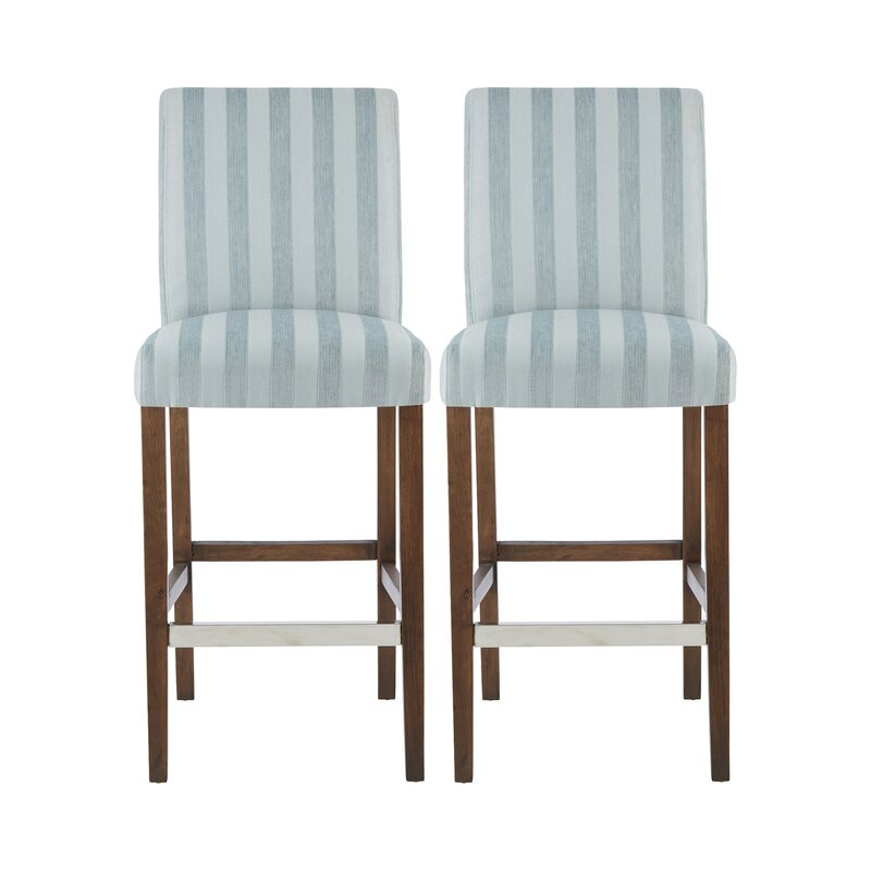 Set de 2 scaune de bar Abshire din lemn masiv, H 66 cm