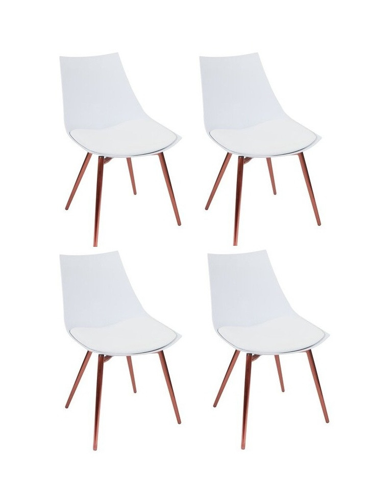 Set de 4 scaune Rico, metal, albe, 78 x 47 x 56 cm