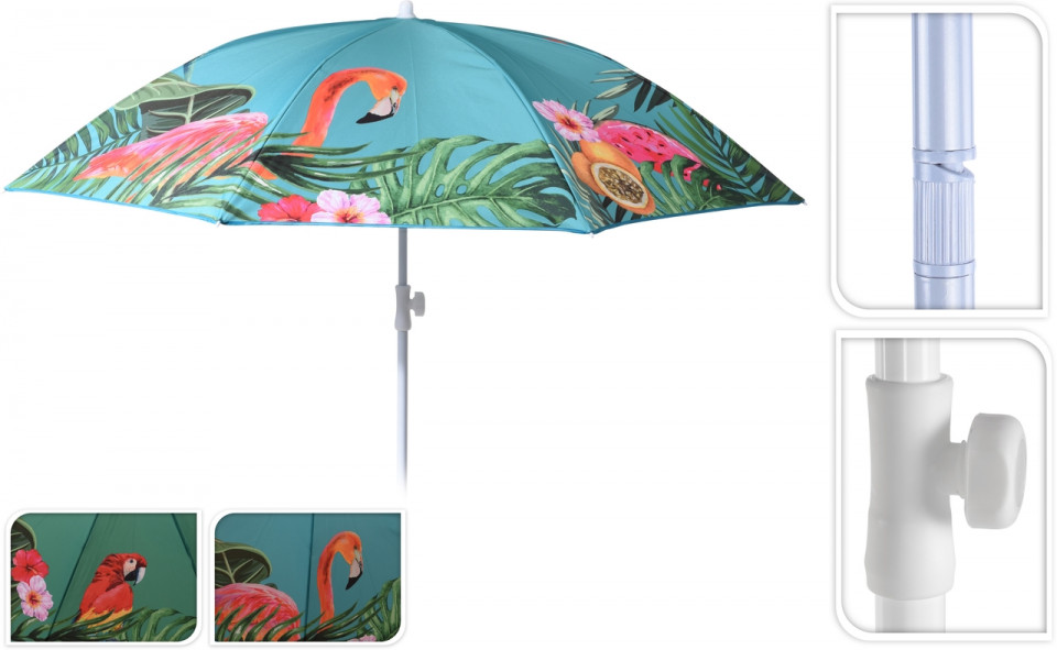 Umbrela pentru plaja Tropical Karll, 180x200 cm, multicolor