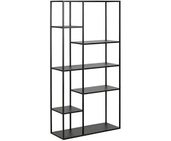 Bibliotecă Newton din metal, negru, 160x80