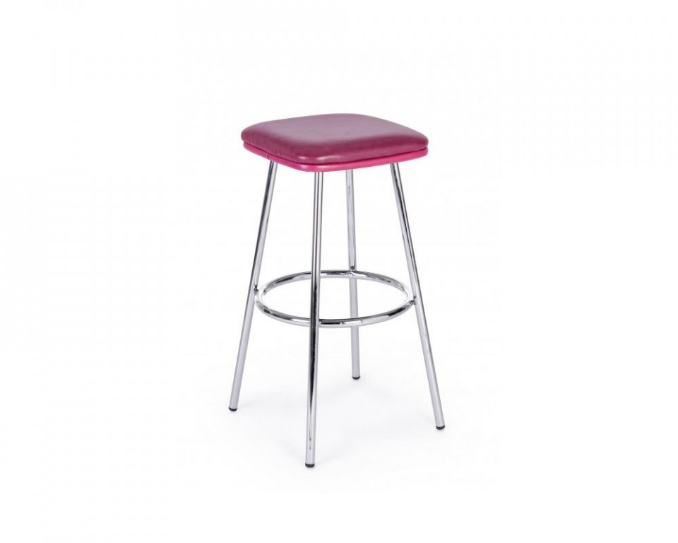 Scaun de bar Agnes, fucsia, piele/ metal