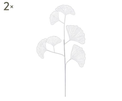 Set de 2 ramurele decorative Ginkgo albe