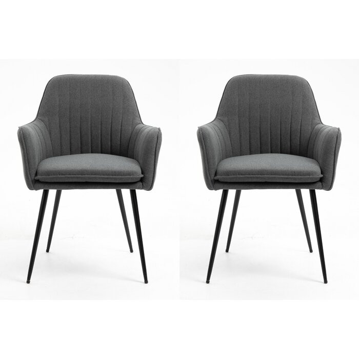 Set de 2 scaune Condrey, tapitate, gri inchis, 84 x 57 x 56 cm