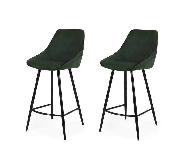 Set de 2 scaune de bar Lex, metal/plastic, verde, 108 x 47 x 52 cm