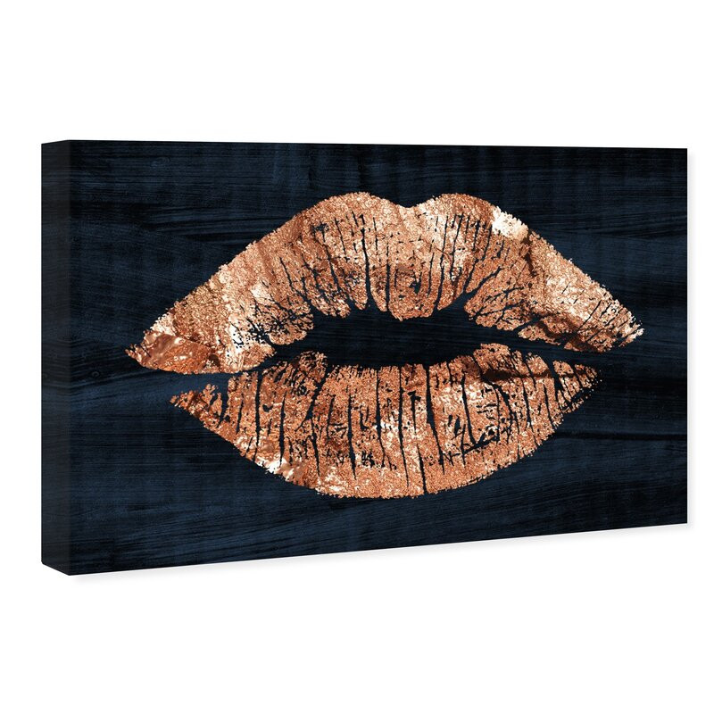 Tablou pe pânză învelită 'Solid Kiss Copper Navy', 76,2cm H x 114,3cm W x 3,8cm D