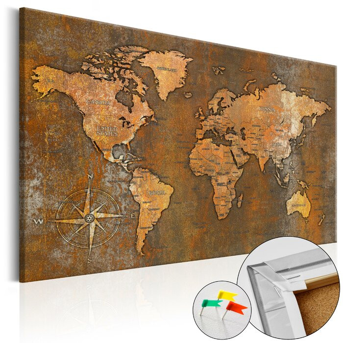 Tablou Rusty World, lemn, maro, 80 x 120 x 1,4 cm