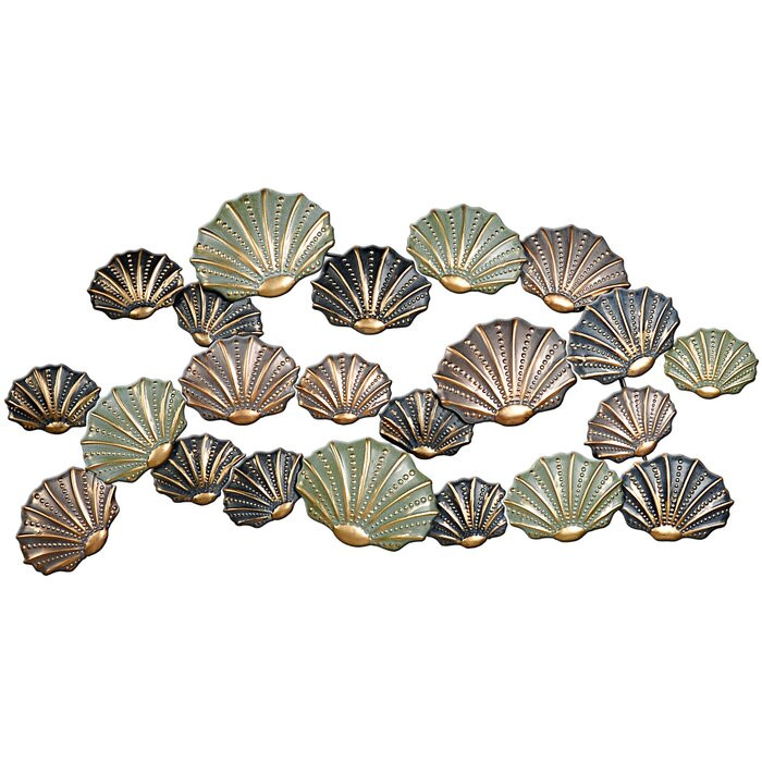 Decor de perete Clam Shell, verde/maro/gri, 123 x 61 cm