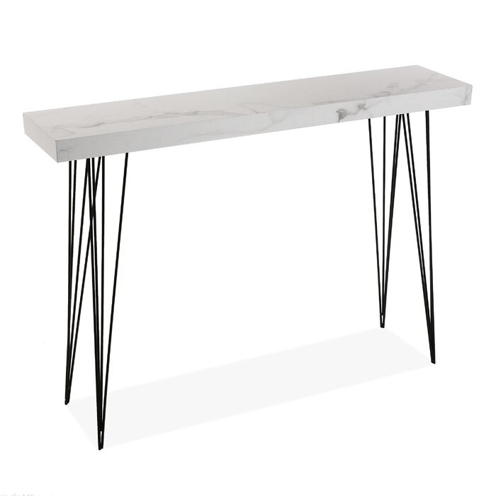 Masa tip consola, metal/MDF, alba, 80 x 110 x 25 cm