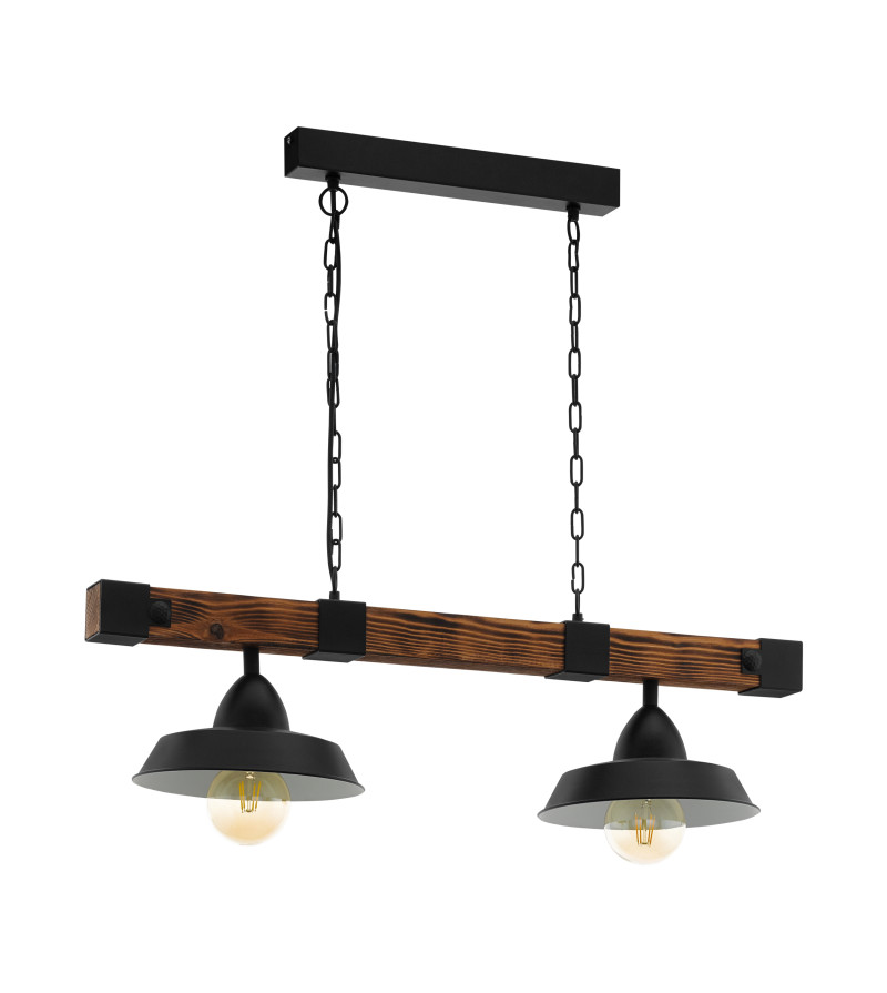 Pendul Oldbury 49684 Eglo, 2xE27, stil scandinav, maro rustic-negru