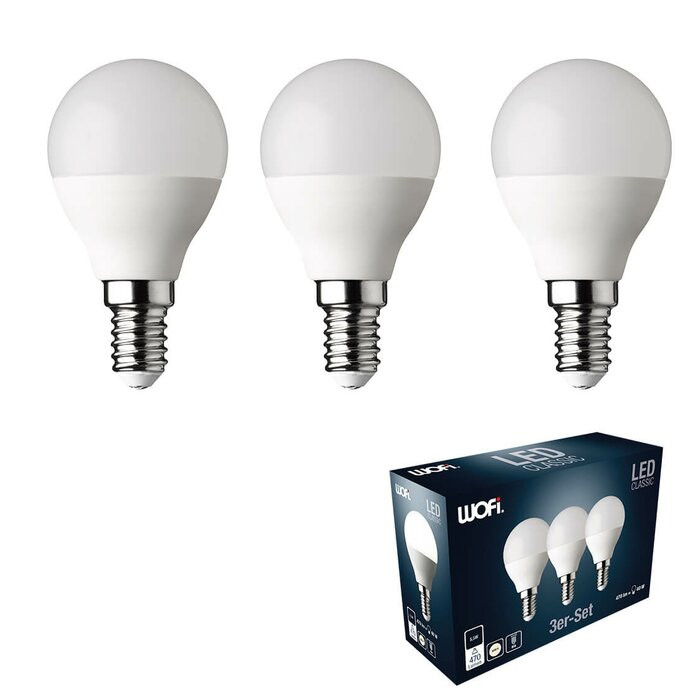 Set 3 becuri E14 LED GLS, 6 wați putere