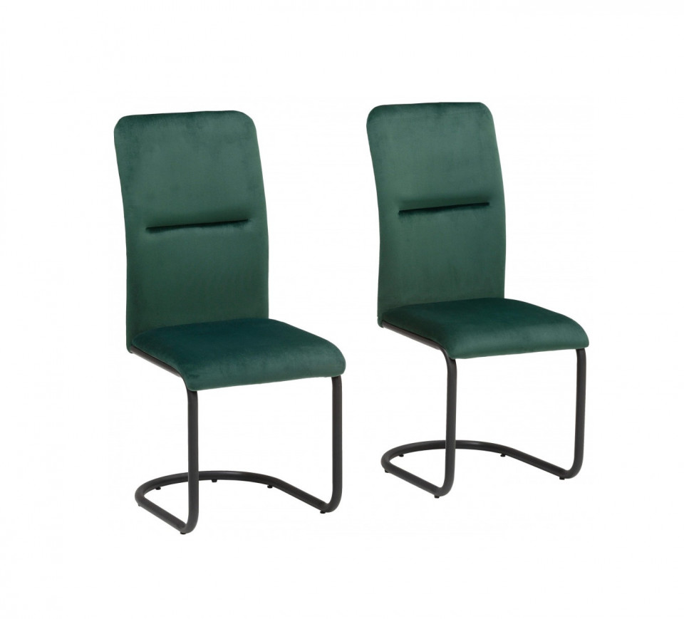 Set de 2 scaune Amabella Freja, catifea /metal, verde, 43x54x97 cm